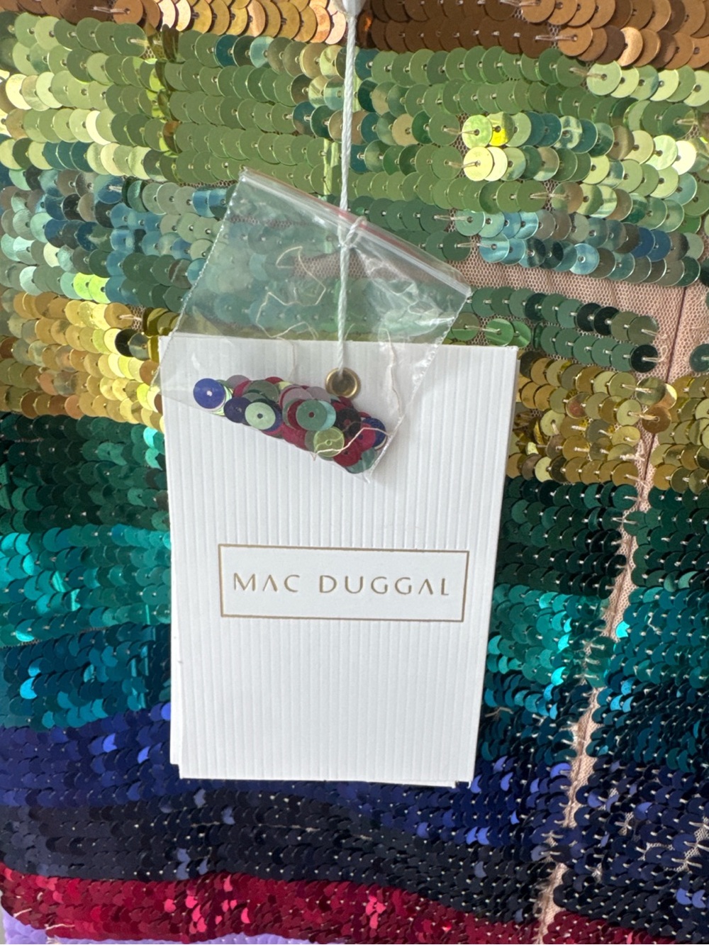 NWT Mac Duggal Rainbow Stripe Sequin Mini Dress Size 6 - Picture 5 of 10